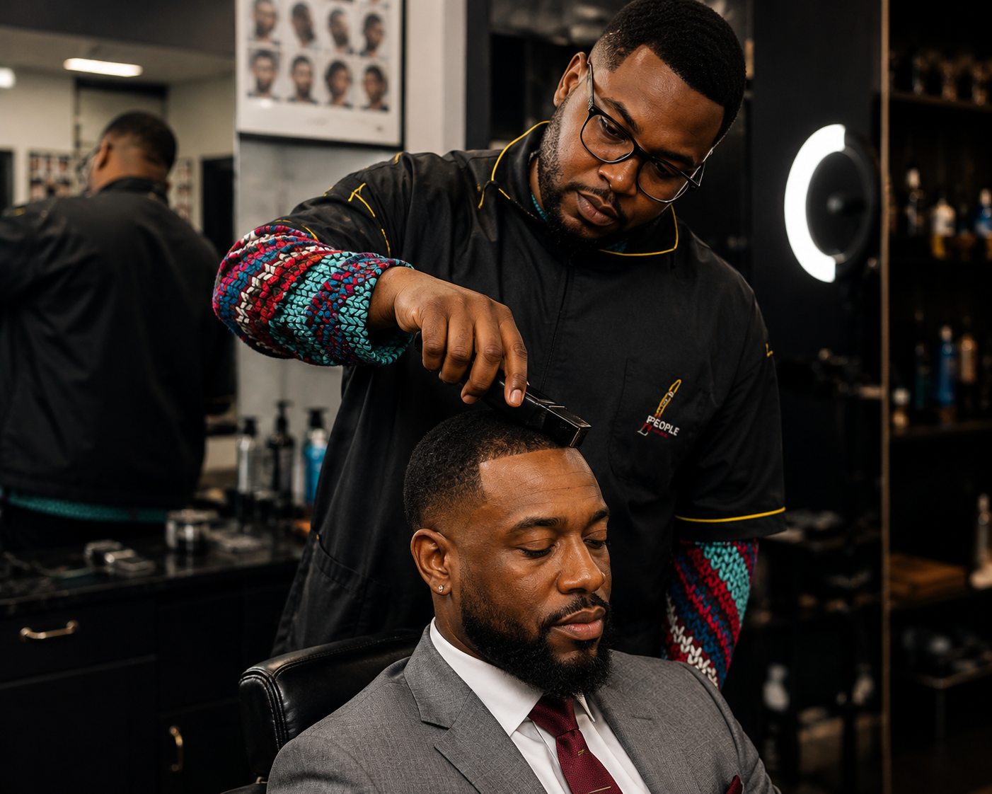 Eric Bankston of Classic Fades Barbershop cutting hair in Stonecrest